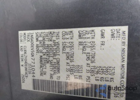 2016 Nissan Frontier Sv from USA, damaged, VIN 1N6AD0EV5GN771044